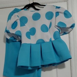 Blue Polka Dot Women's Top